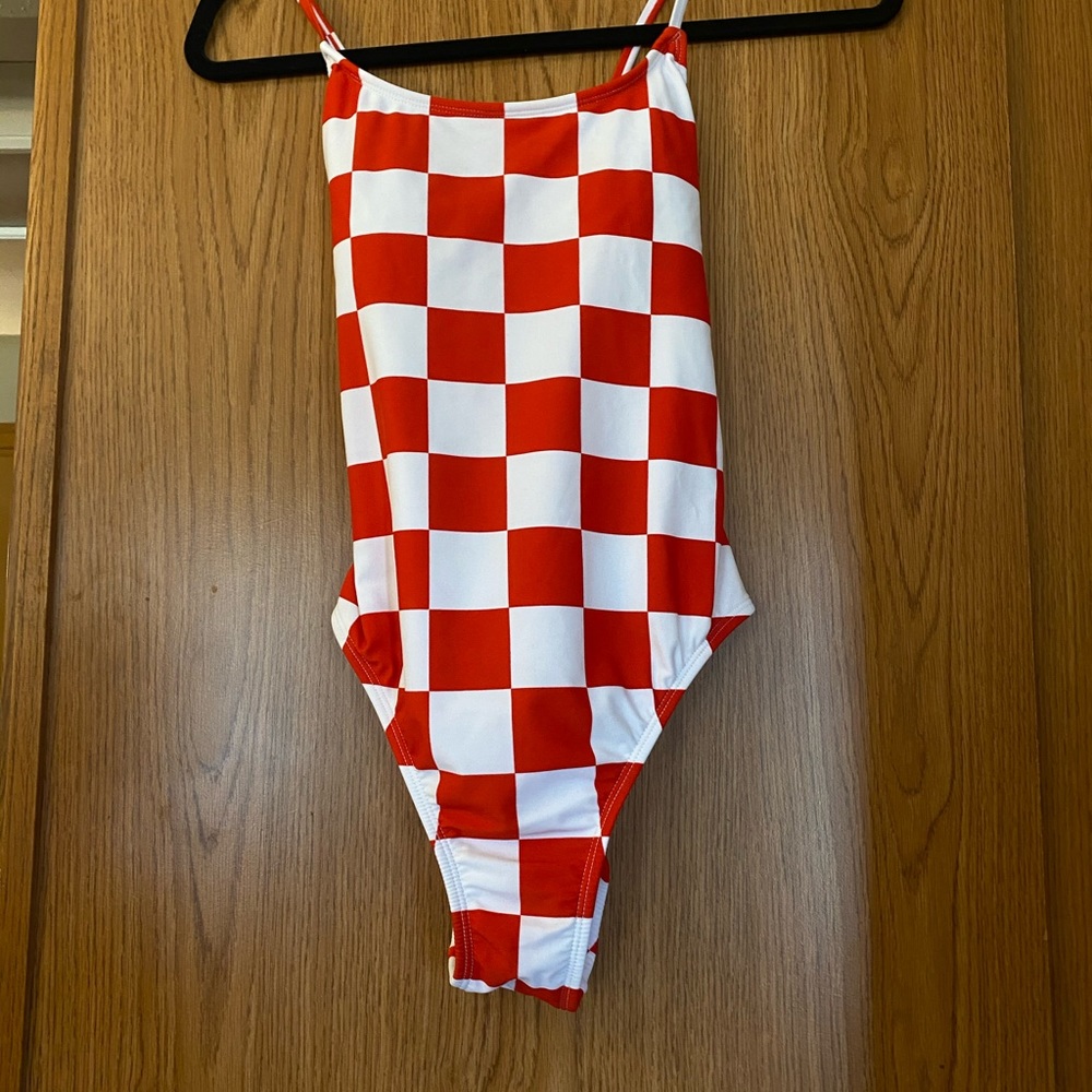 Red Checkered Board One Piece